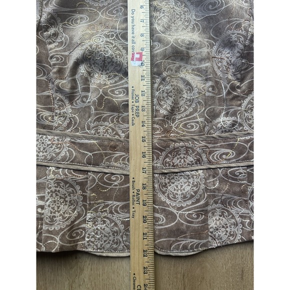 Coldwater Creek Jacket PL Embroidered Brown Floral Zip Front Textured - Picture 7 of 8